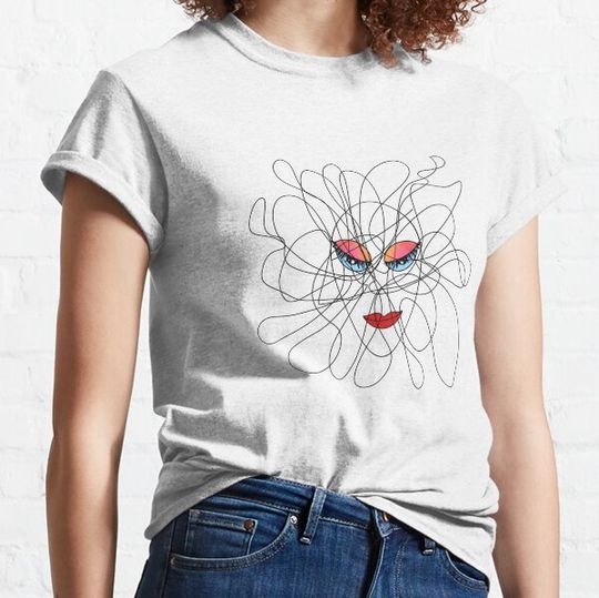 Discover THE WOMAN’S FACE IN MESS OF LINES T-shirts