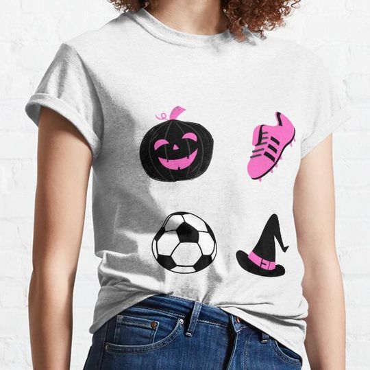 Discover Kids Girl Pink Soccer Halloween - Soccer Ball and Boots T-shirts