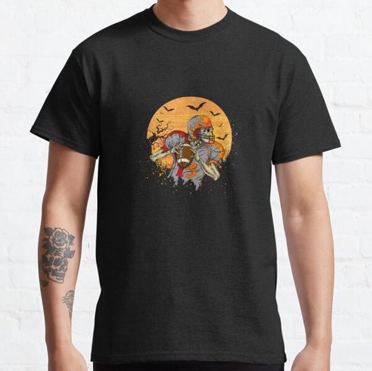 Discover American Football Skeleton Halloween Football Player Fan T-shirts