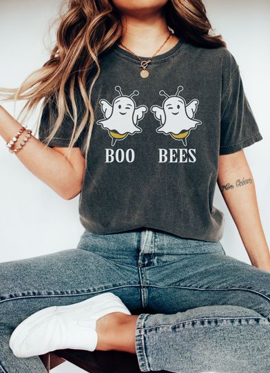 Discover Funny Boo Bees  Halloween Shirt, Boo Shirt, Ghost Shirt, Cute Halloween Shirt, Breast Cancer Run Shirt,Halloween Couples Shirt