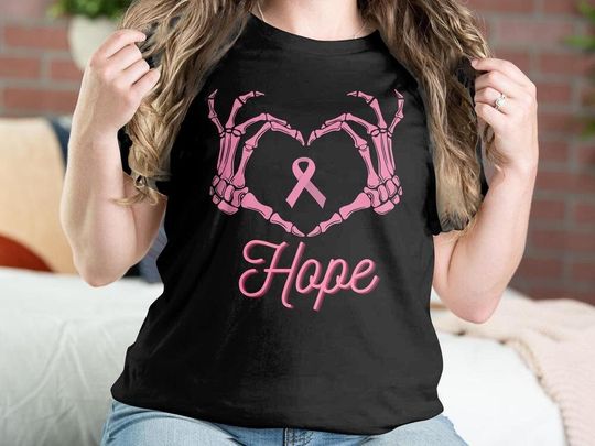Discover Hope Pink Ribbon Skeleton Cancer Support Shirt