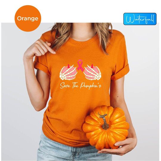 Discover Halloween Pumpkin Breast Cancer Awareness Shirt