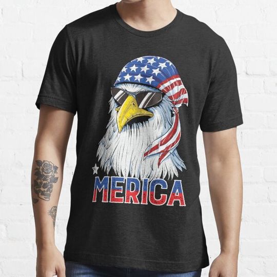 Discover Eagle Mullet T Shirt 4th of July American Flag Merica USA T-shirts