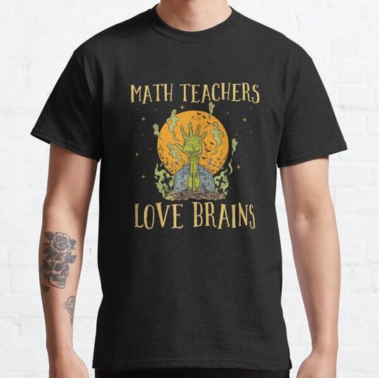 Discover Math Teacher Love Brains Funny Halloween Costume Joke T-shirts