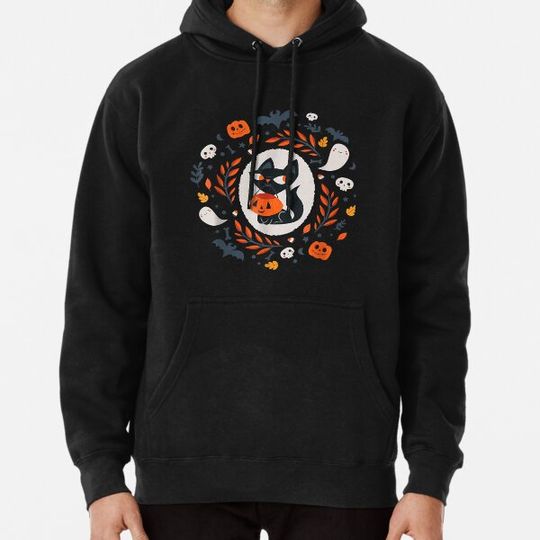 Discover Black Cat Pumpkin Halloween Ghost Jack-o-Lantern Costume Hoodies