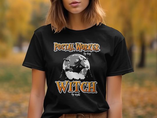 Discover Funny Halloween Shirt for Postal Worker By Day Witch By Night, Womens Mail Carrier Gift, Spooky Witchy T-shirt, Cute Costume Tee, Girls Top