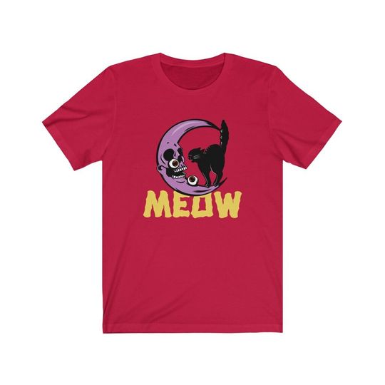 Discover Colorful Black Cat Halloween T-Shirt - Cute Meow Design