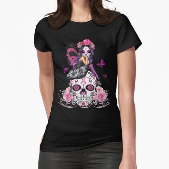 Discover Fairy Sugar Skull Breast Cancer Butterfly Pink Ribbon T-shirts