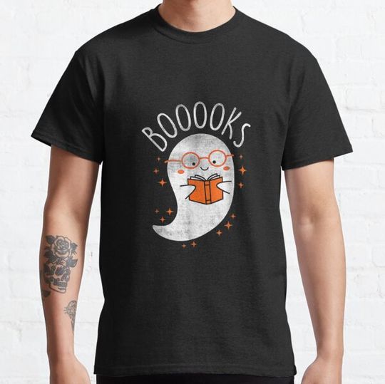 Discover Funny Halloween Cute Ghost Book Reading School Teacher T-shirts