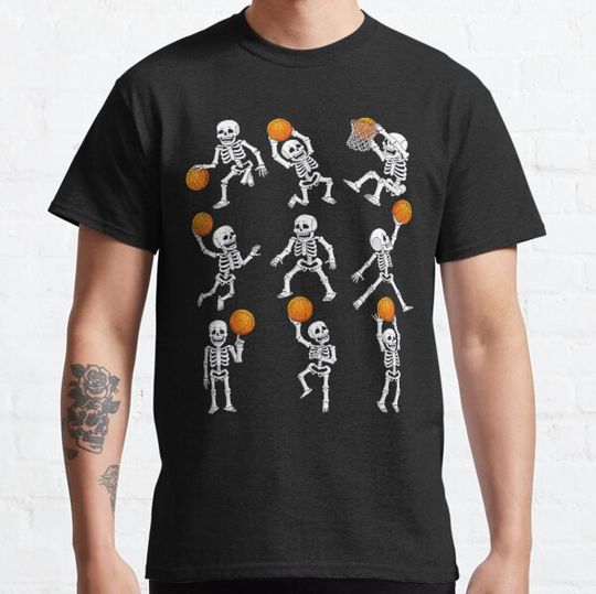 Discover Halloween Basketball Skeletons Dunking Dribble T-shirts