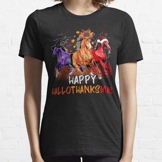 Discover Horse Happy HalloThanksMas - Funny Halloween Christmas Horse Girl T-shirts