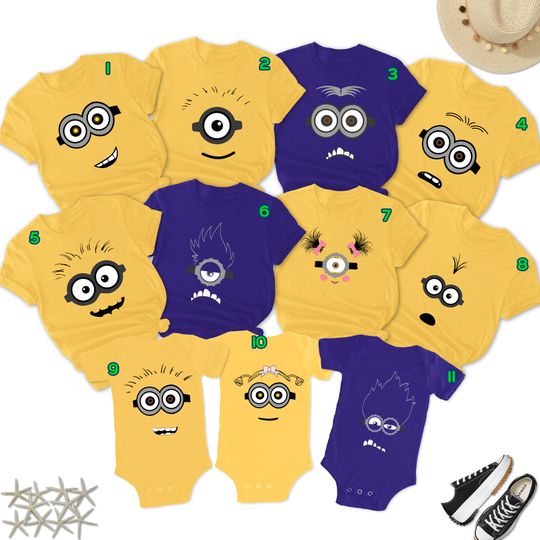 Discover Custom Character Face Family Shirt, Halloween Costume Matching Tee, Character Birthday Party Shirt