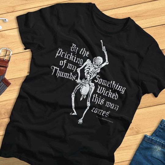 Discover Something Wicked This Way Comes - Skeleton Drummer, Halloween - T-shirt