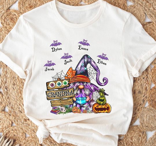 Discover Personalized Halloween Grandma T-Shirt - Gnome Design