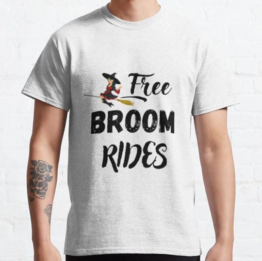 Discover Free broom rides - cute halloween design T-shirts