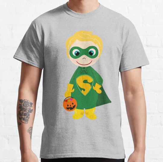 Discover Superhero Boy Trick or Treater Light Skin, Blonde Hair T-shirts