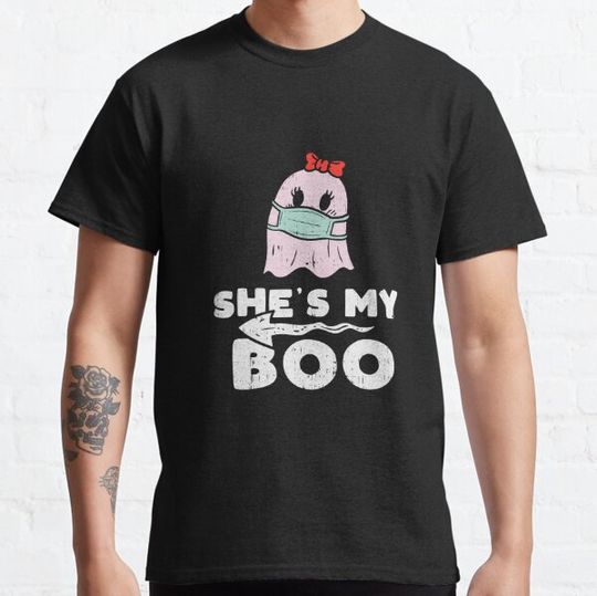 Discover Shes My Boo Face Mask Ghost Couple T-shirts