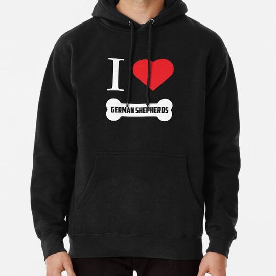 Discover Funny German Shepherd Design I Heart German Shepherds Bone Hoodies