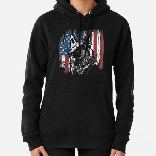 Discover Patriotic German Shepherd American Flag Hoodies