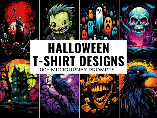 Discover AI Art Prompts for 100+ Halloween T-shirt Designs