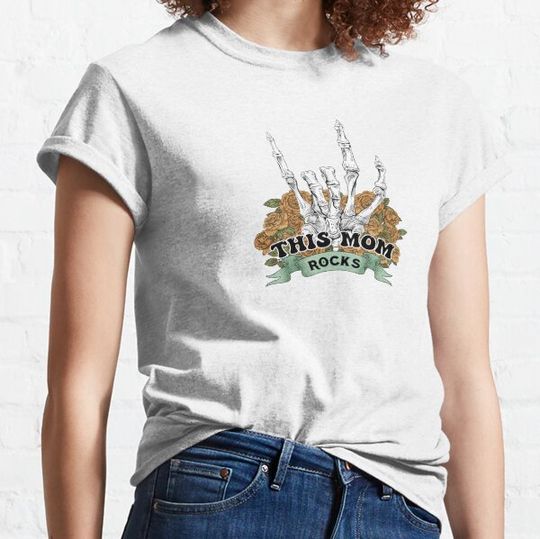 Discover Mother's day - this mom rocks - skeleton hand with roses T-shirts