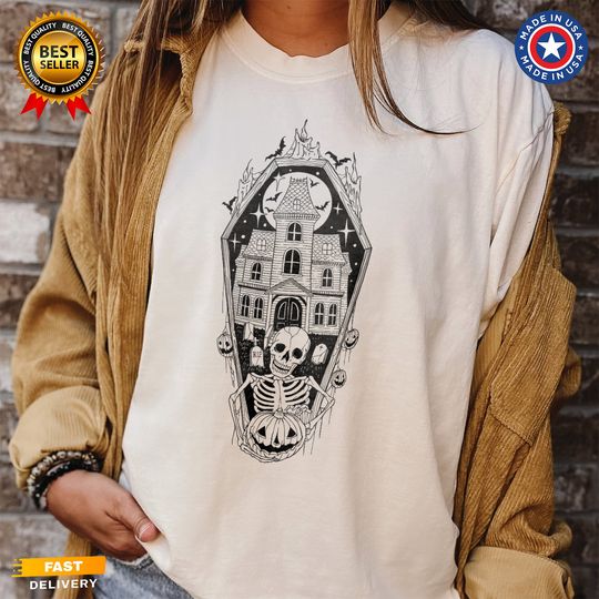 Discover Skeleton Coffin Halloween Shirt - Vintage Style