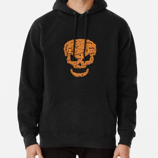 Discover Vintage Halloween Scary Pumpkin Skull Skeleton Roaring Hoodies