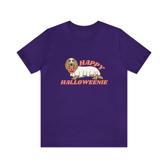 Discover Happy Halloweenie Unisex Jersey Short Sleeve Tee, Happy Halloween, Dog Halloween, Weiner Dog, Dachshund, Halloween pun, funny Halloween