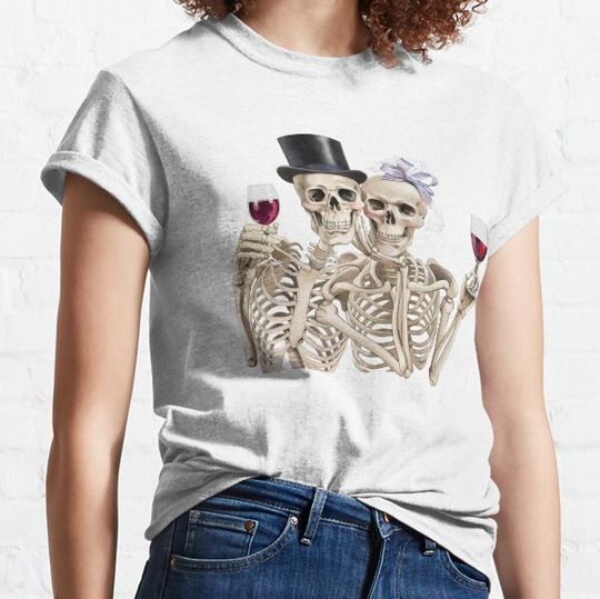 Discover Couple Skeleton Halloween Watercolor T-shirts
