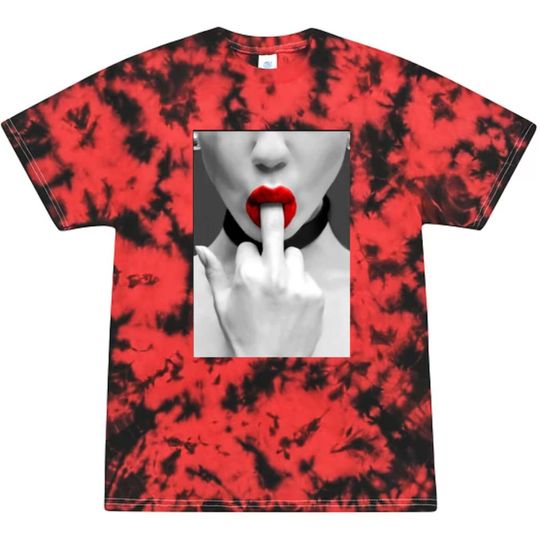 Discover Red Lips Essential women finger in lips T-Shirt Crystal Wash Short Sleeves Tie  Dye Neon Bright Colors SIZE S-3XL