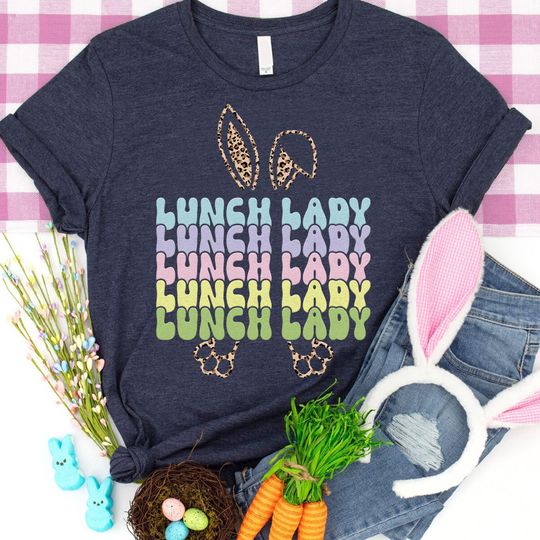 Discover Easter Lunch Lady Leopard Bunny Shirt for Cafeteria Workers