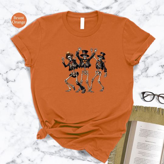 Discover Dancing Skeletons Shirt For Spooky Season,Halloween Men Shirt,Fall Gift,Trick Or Treat Shirt,Halloween Party,Spooky Tee,Halloween Costume