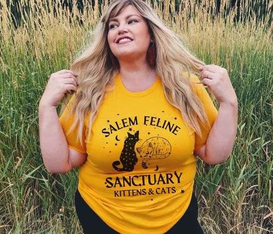 Discover Celestial Cat Shirt Witchy Plus Size Clothing - Aesthetic Witch Clothes