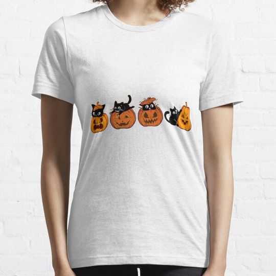 Discover Black cat and pumpkin Halloween funny T-shirts