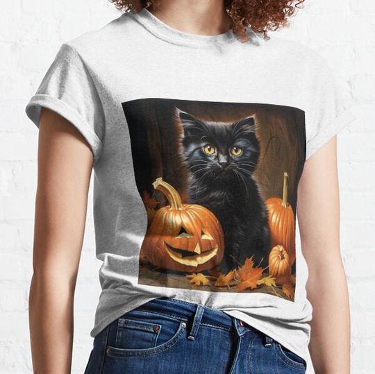 Discover Cute halloween cat and pumpkin T-shirts
