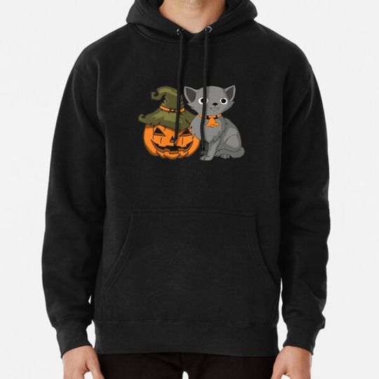 Discover black cat pumpkin and cat halloween Hoodies