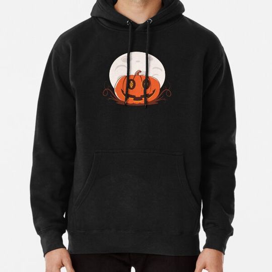 Discover Cute halloween pumpkin face with moon and candy eyes Hoodies