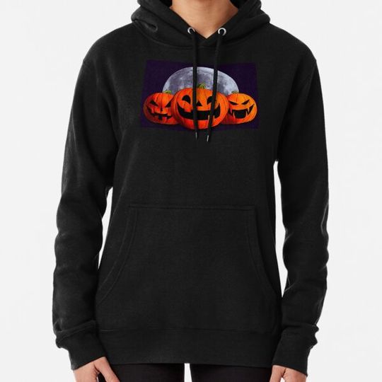 Discover Halloween pumpkins with moon (with background) Hoodies