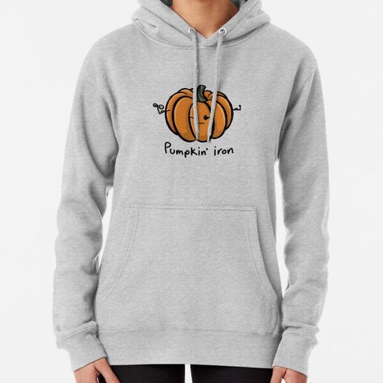 Discover Pumpkin' Iron funny carved pumpkin quote with cute angry face funny pumpkin play on words simple minimal cartoon gourd Hoodies