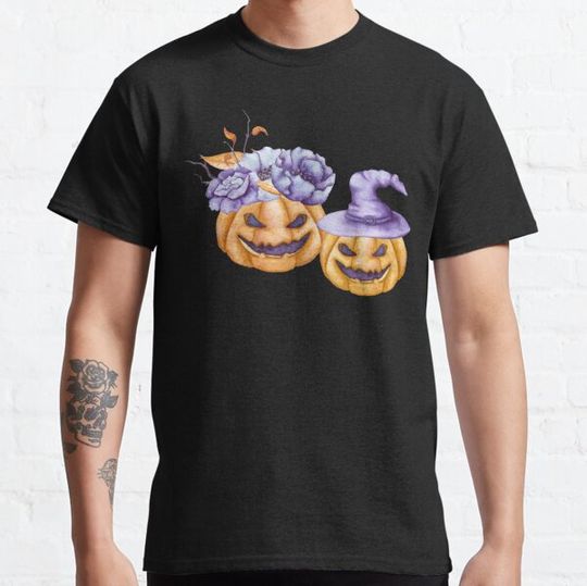 Discover Pumpkins with Light Violet Flowers T-shirts