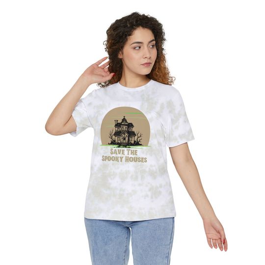 Discover Save the Spooky Houses Unisex Tie-Dyed T-Shirt - Haunted House - Old Houses - Halloween
