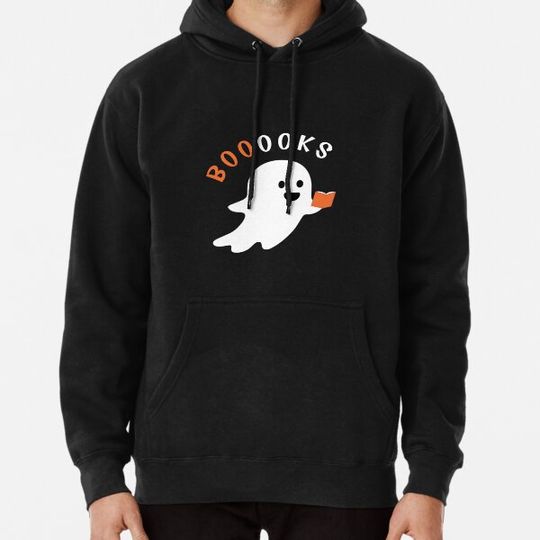Discover Booooks Halloween Ghost reading a Book, Ghost Books Librarian Gift Hoodies