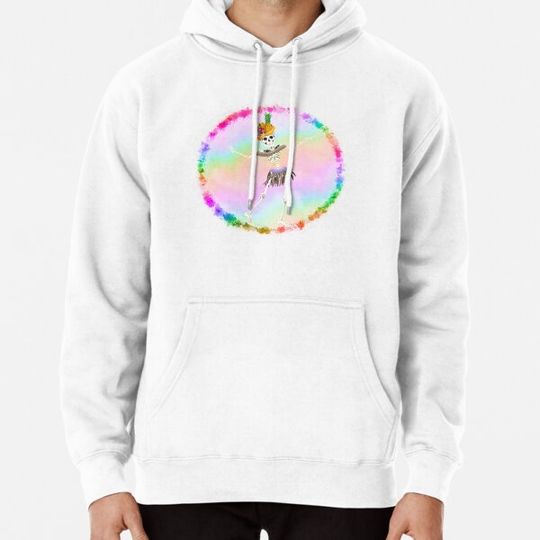 Discover Tropical fruit hat wearing dancing rainbow skeleton Hoodies