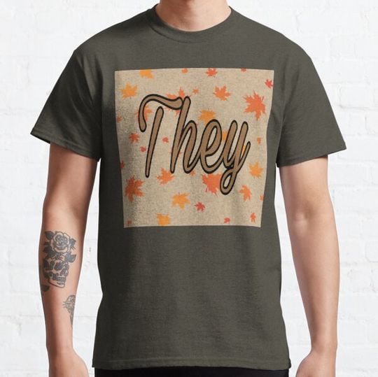 Discover Autumn fall Halloween season they them their pronouns leaves T-shirts