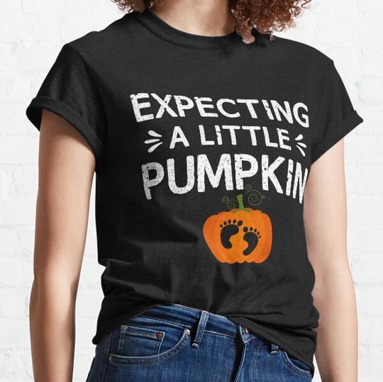 Discover Funny Halloween Expecting a Little Pumpkin Cute T-Shirt Gift T-shirts