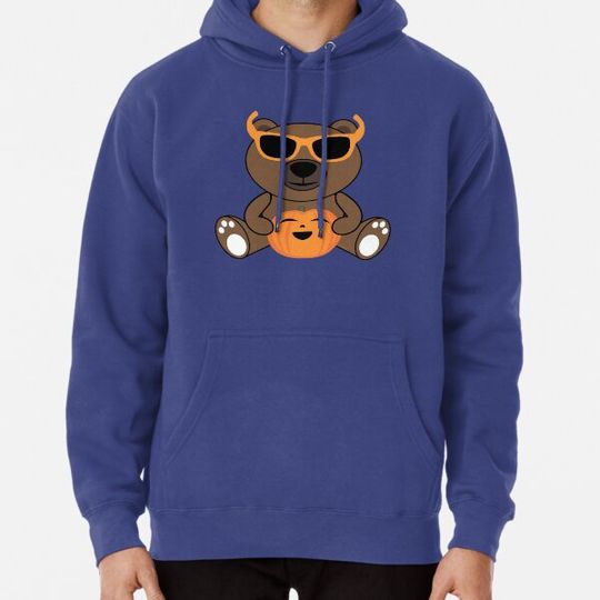 Discover Cool Halloween bear holding pumpkin on Light Blue Hoodies