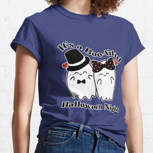 Discover It’s a Boo-tiful Halloween Night | Cute Ghost Couple T-shirts
