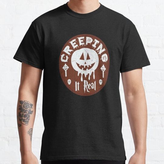 Discover Funny Creeping It Real Halloween Nightmare Vintage Destress Design T-shirts