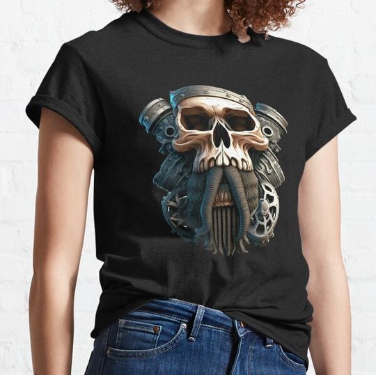 Discover SKULL BEARD DARK MECHANIC PISTON CAR MOTORCYCLE COLOR T-shirts
