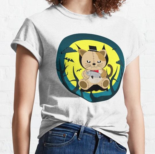 Discover Vampire cat doll flying in the sky with bat minions. T-shirts